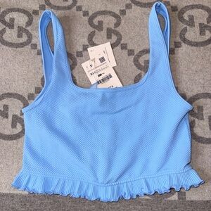 NWT Zara Light Blue Ribbed Crop Top